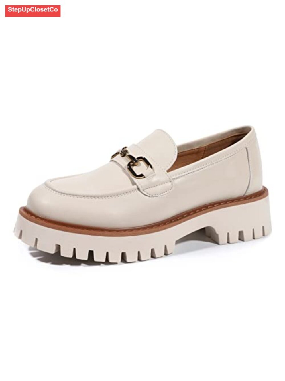 Chunky Platform Loafers Lug Sole Slip-On Round Toe